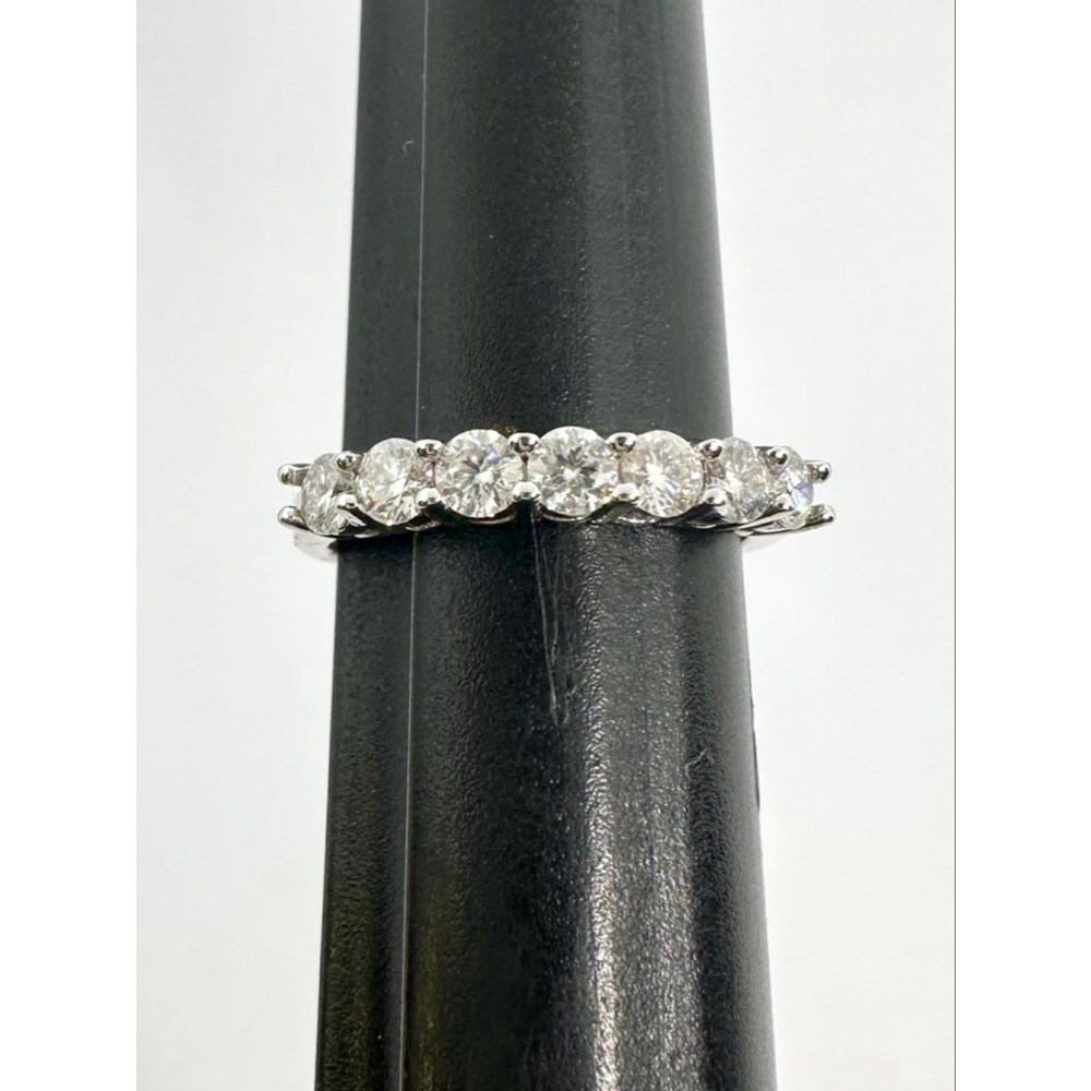 Moissanite Band 7 Stone Anniversary Wedding Ring 18K 925 GRA Round